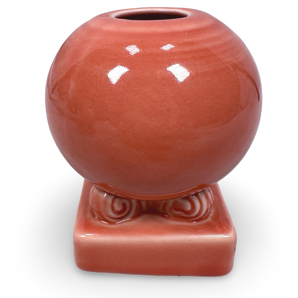 Vintage‎ Fiestaware Bulb Candle Holder Persimmon Pink Pedestal Scroll Base